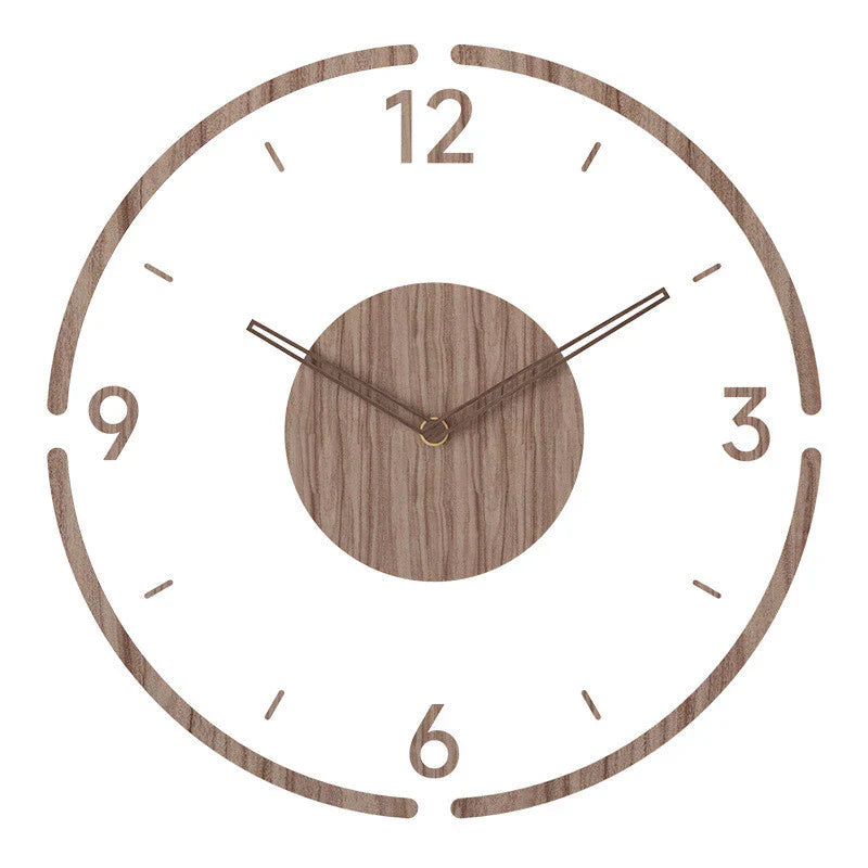 Nordic Wooden Wall Clock | No-Tick Silent Movement