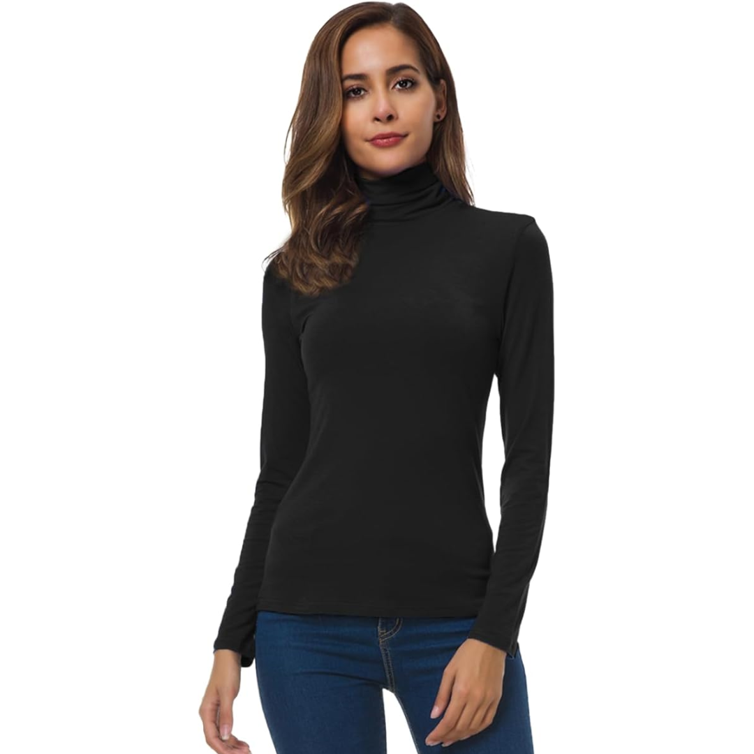Women’s Slim Fit Turtleneck | Soft Stretch Knit Top
