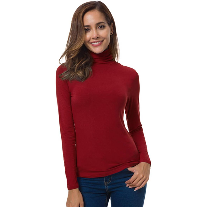Women’s Slim Fit Turtleneck | Soft Stretch Knit Top