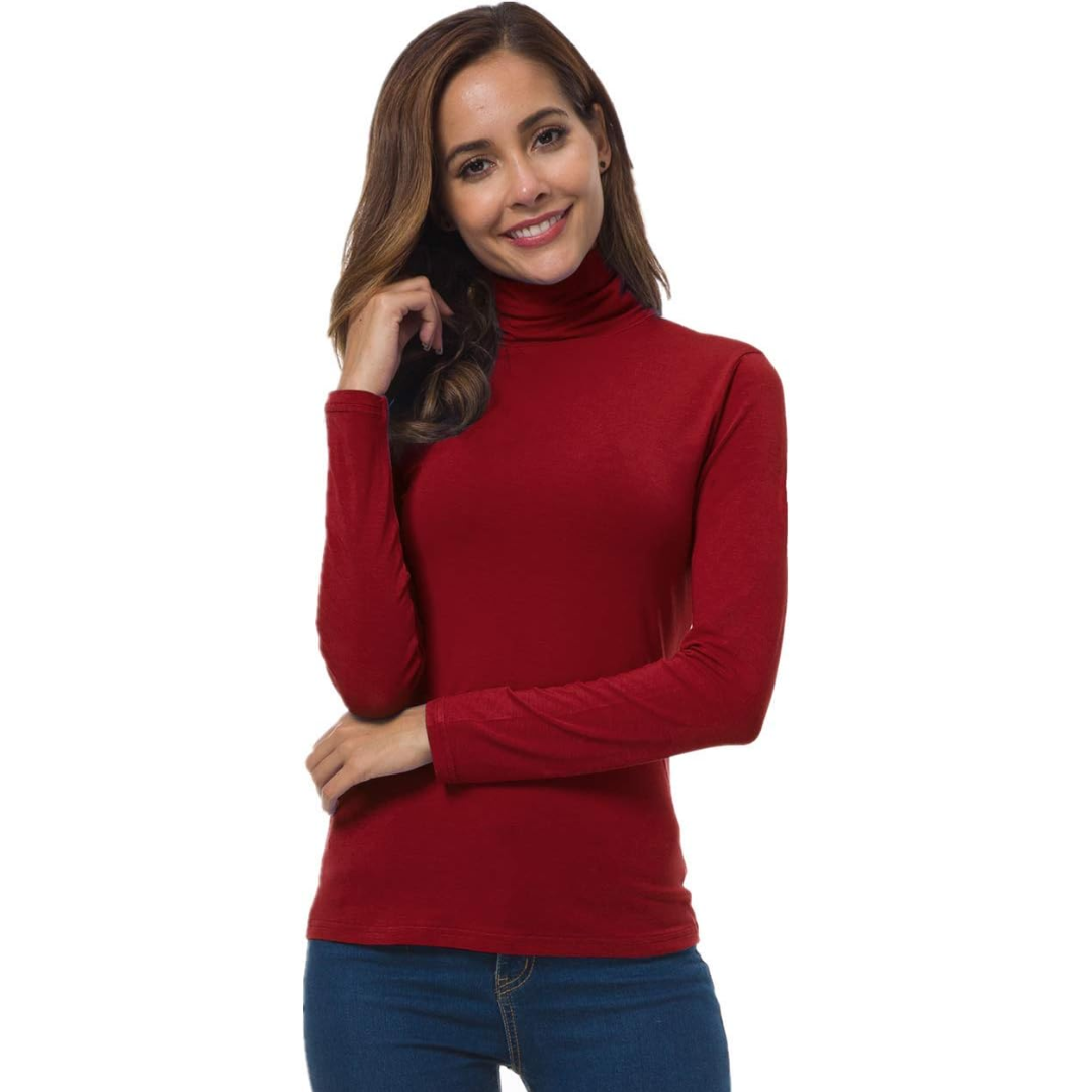 Women’s Slim Fit Turtleneck | Soft Stretch Knit Top
