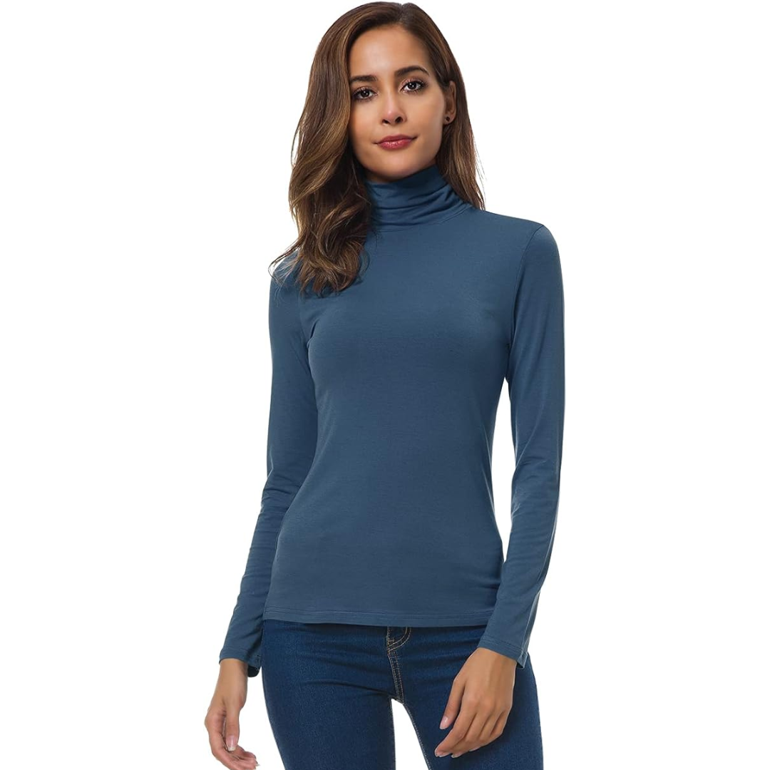 Women’s Slim Fit Turtleneck | Soft Stretch Knit Top