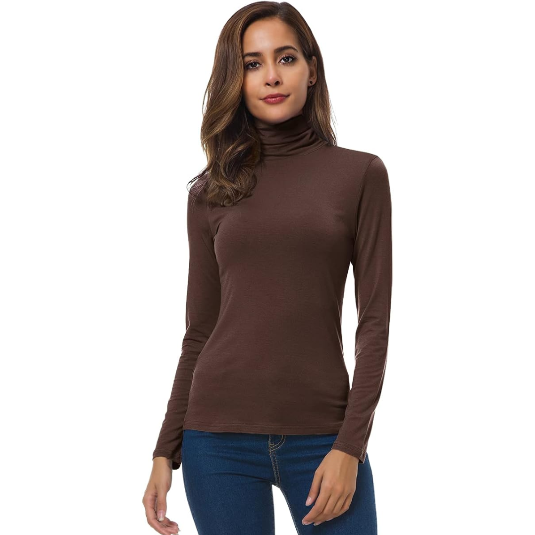 Women’s Slim Fit Turtleneck | Soft Stretch Knit Top