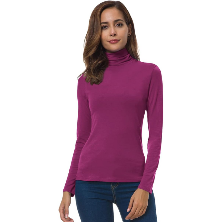Women’s Slim Fit Turtleneck | Soft Stretch Knit Top