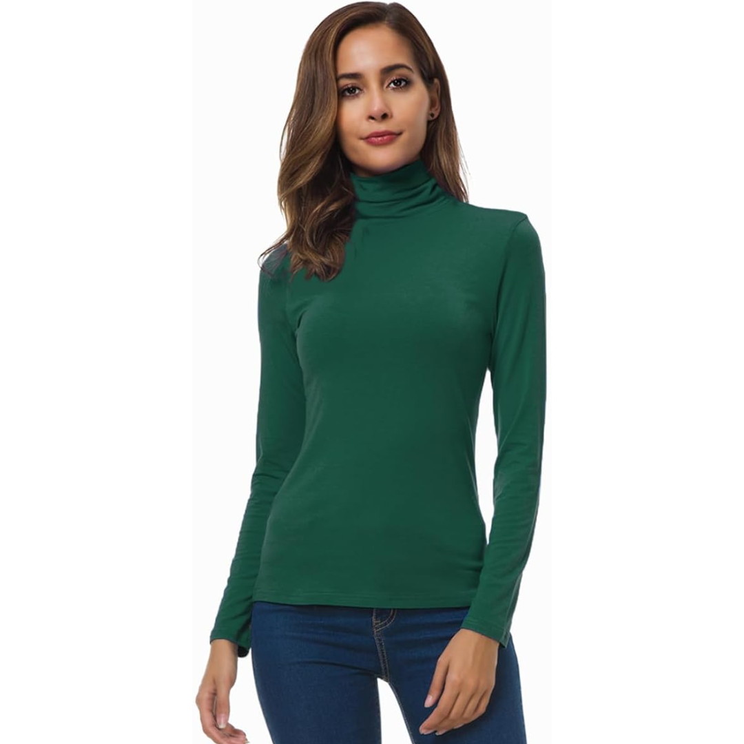 Women’s Slim Fit Turtleneck | Soft Stretch Knit Top