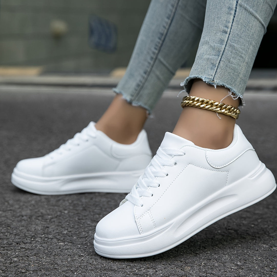 Women's Orthopedic White Leather Sneakers | Comfortable Footwear