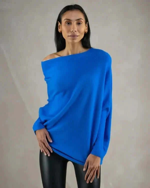 Women’s Asymmetric Draped Knitted Sweater | Soft & Warm