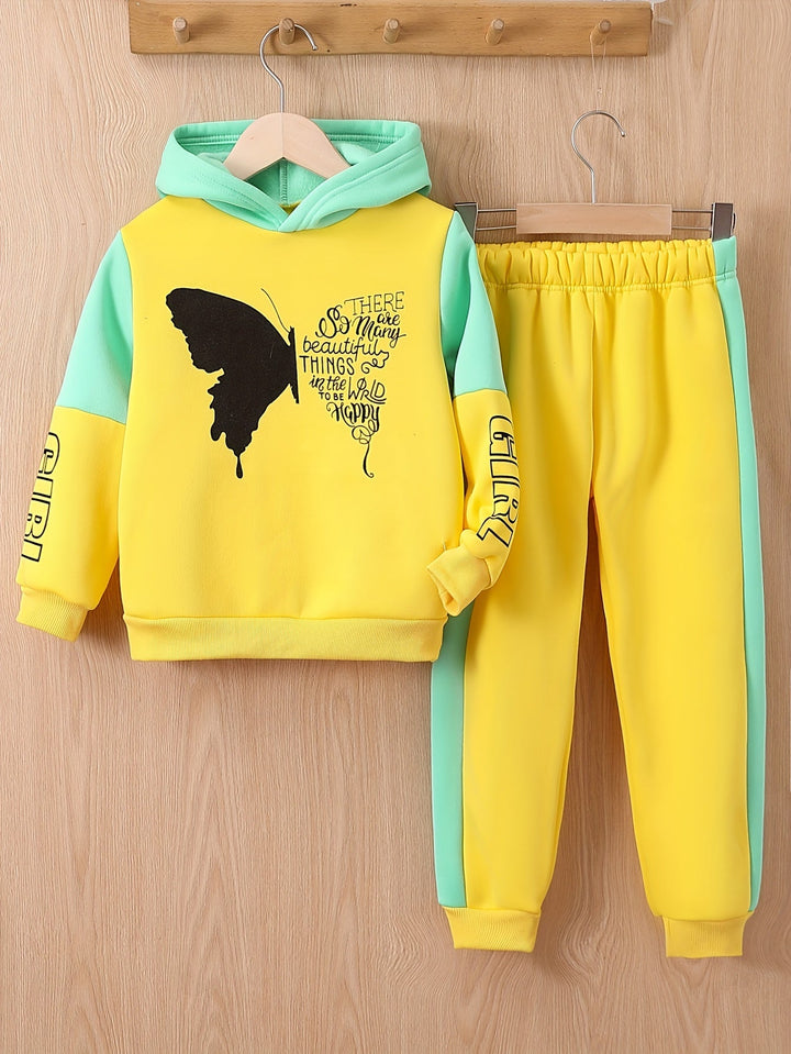 Girls 2-Piece Fleece Set | Butterfly Print Hoodie & Pants