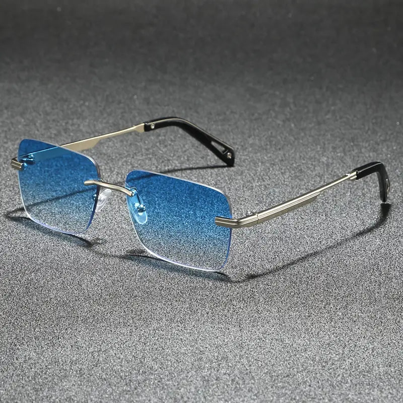 Men’s Rimless Square Sunglasses | Business Casual Style