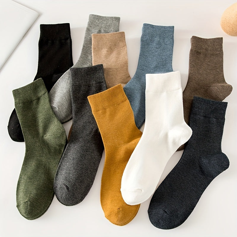 10 Pairs of Men's Cotton Blend Crew Socks | 10 Unique Colors