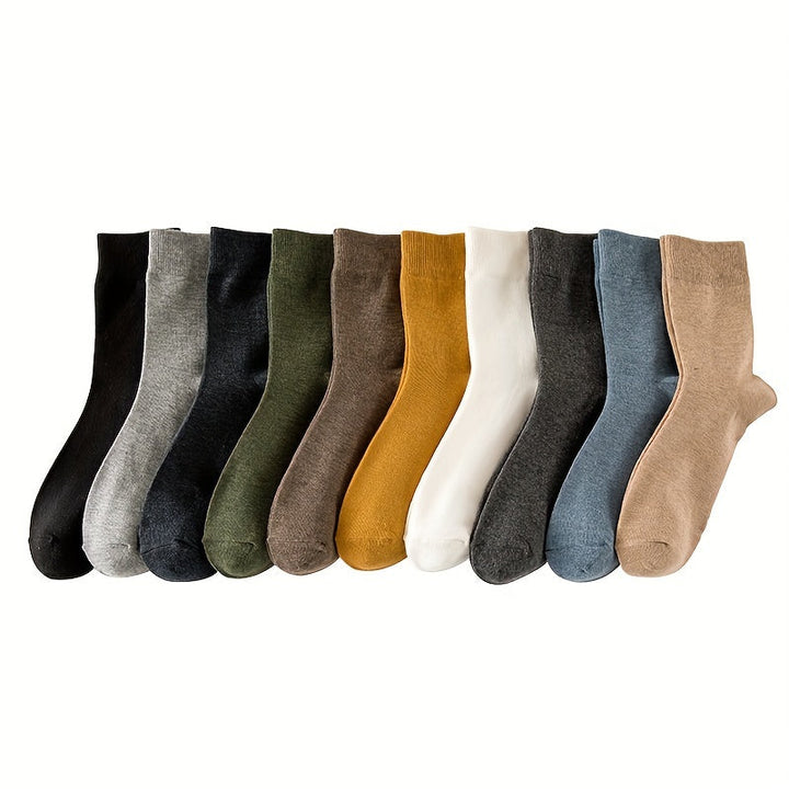 10 Pairs of Men's Cotton Blend Crew Socks | 10 Unique Colors