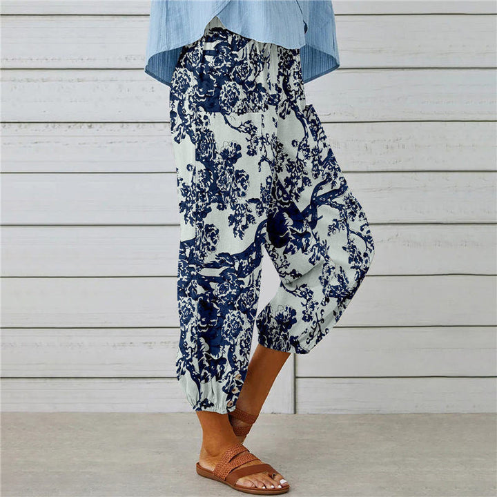 Zenobia | Vintage Print Wide Leg Pants for Women