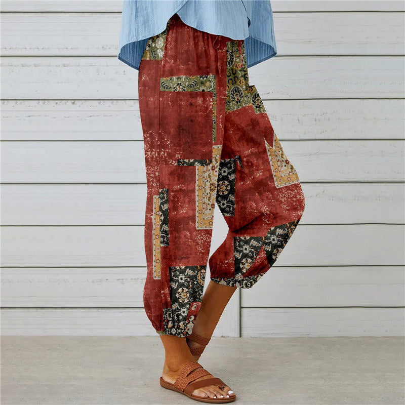 Zenobia | Vintage Print Wide Leg Pants for Women