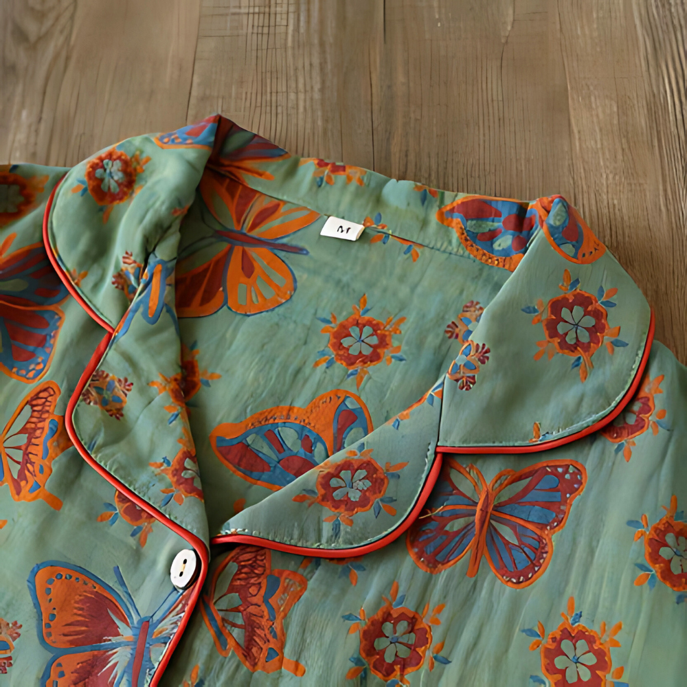 Women's 2-Piece Cotton Lounge Set | Butterfly Print Top & Pants