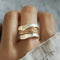 Sculptural Silver Ring with Golden Thread Accents