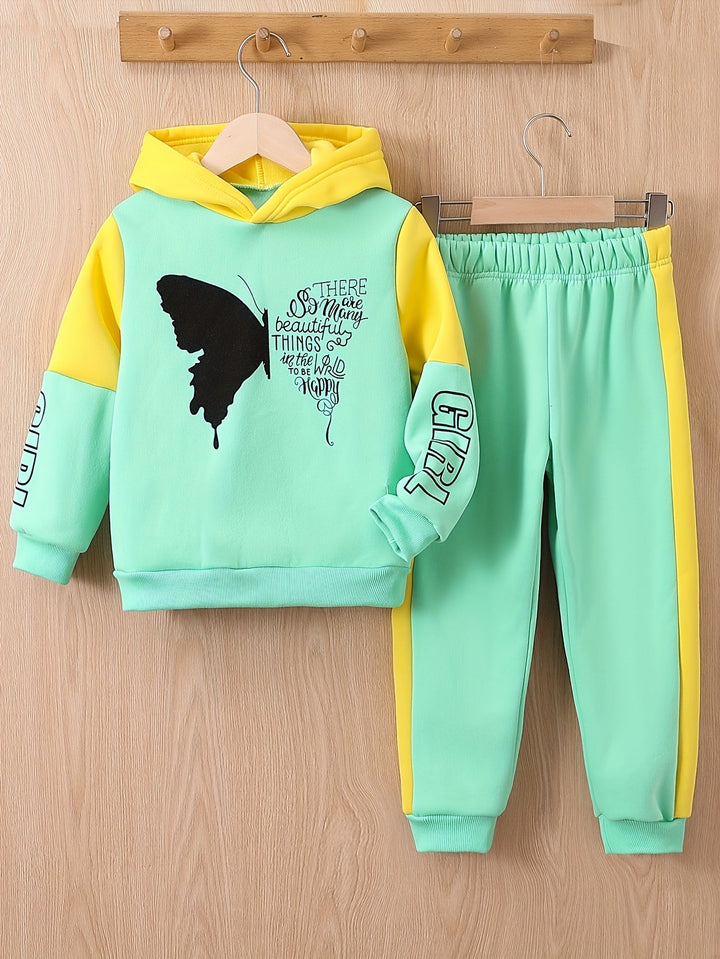 Girls 2-Piece Fleece Set | Butterfly Print Hoodie & Pants
