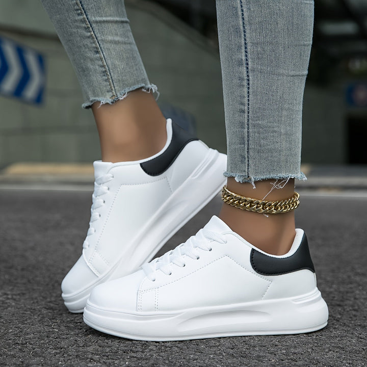 Women's Orthopedic White Leather Sneakers | Comfortable Footwear