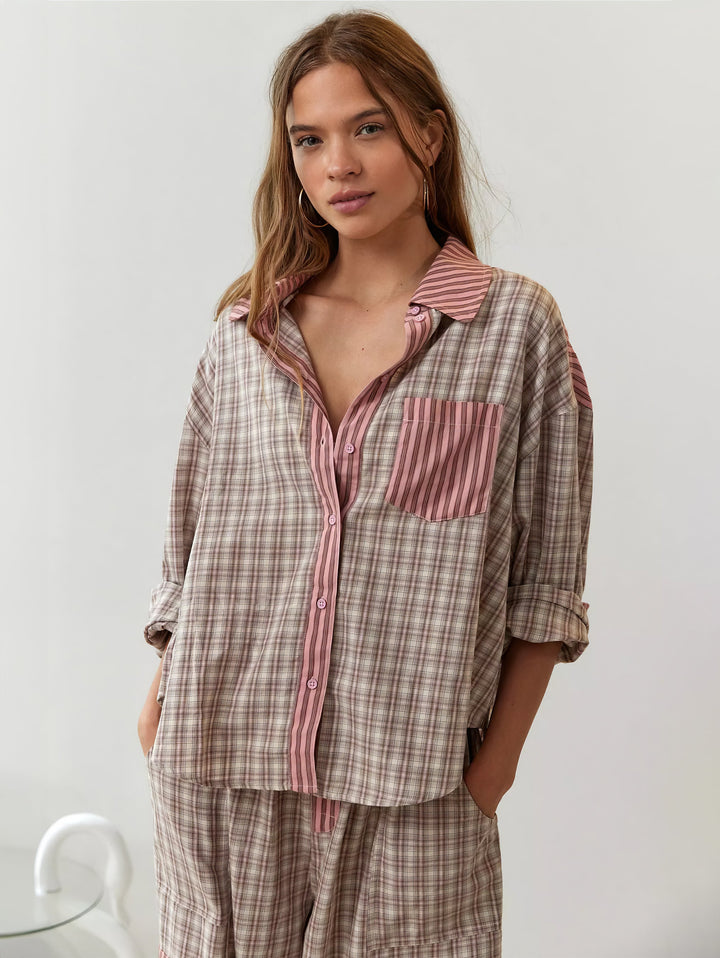 Piper | Women’s Comfortable Loose Fit Checked Pajama Set