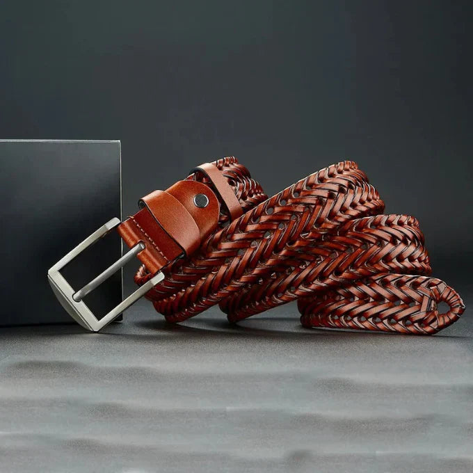 Men’s Braided Design & Polished Buckler Belt