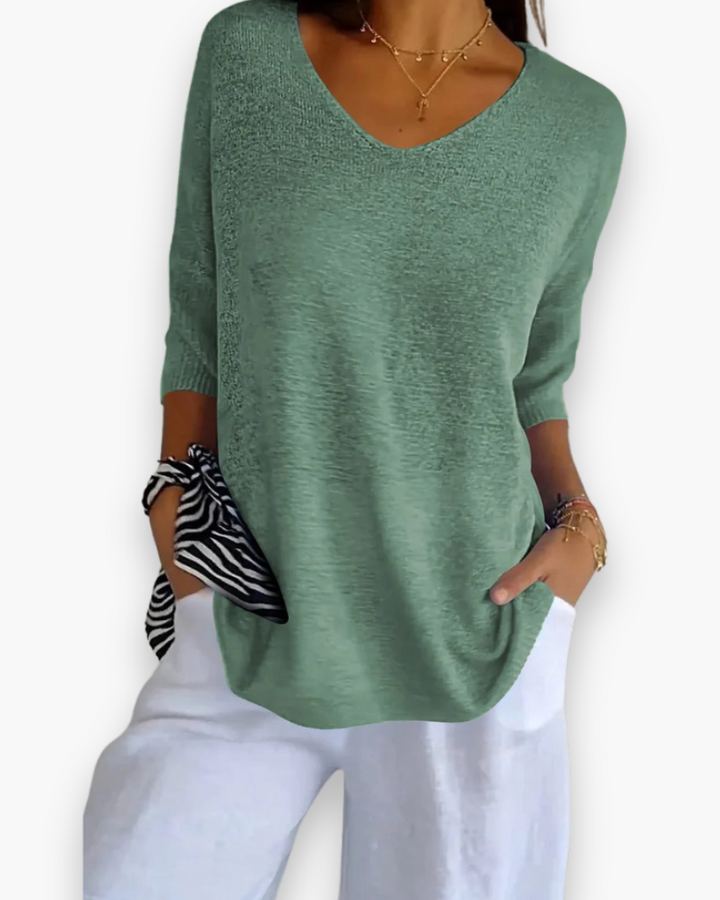 Kyrella | Casual V-Neck Knit Summer Shirt