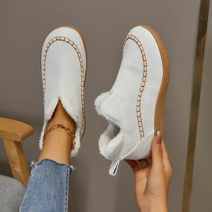 Women’s Cozy Plush-Lined Slippers with Fur & Non-Slip Rubber Sole