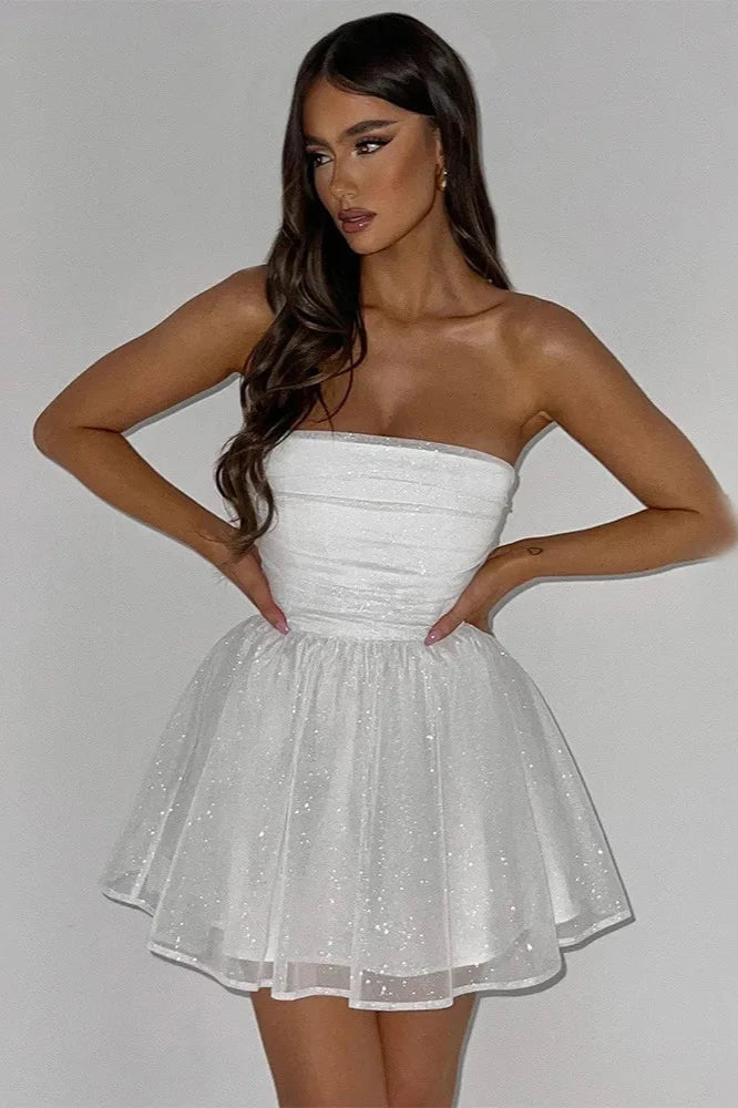 Women’s Black Strapless Glitter Party Dress