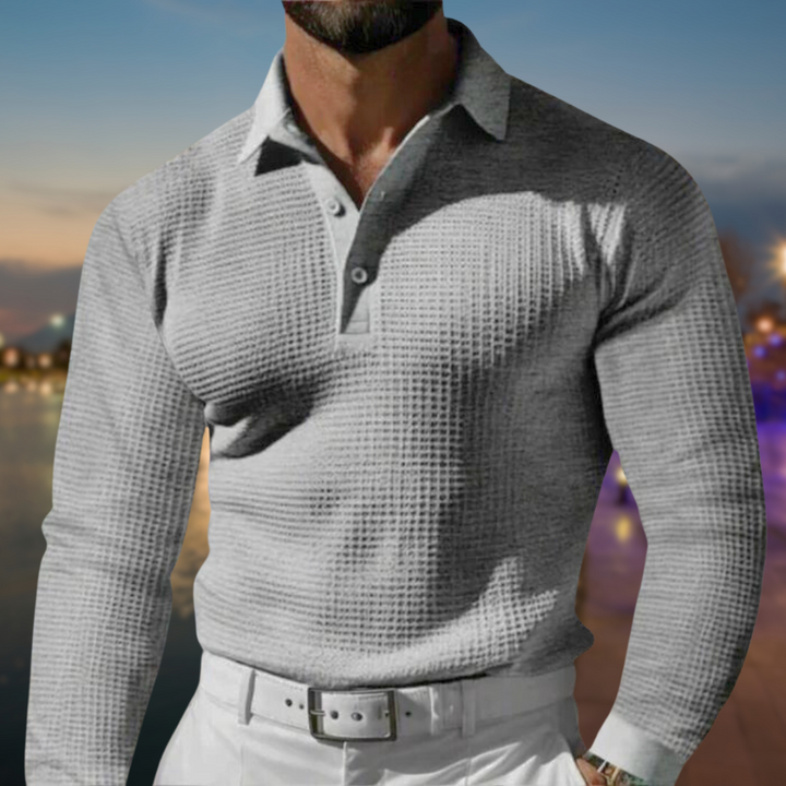 Comfort Polo Sweater | Men’s Soft Knit Long-Sleeve Piqué Top