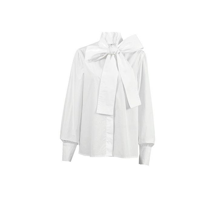 Women's White Blouse | Elegant Bow Tie Neck & Timeless Style