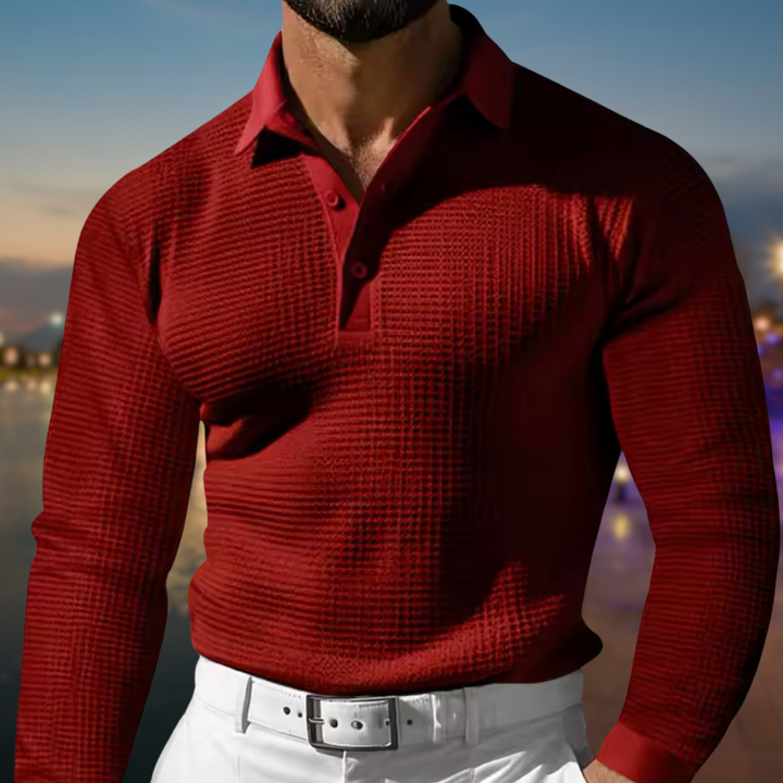 Comfort Polo Sweater | Men’s Soft Knit Long-Sleeve Piqué Top