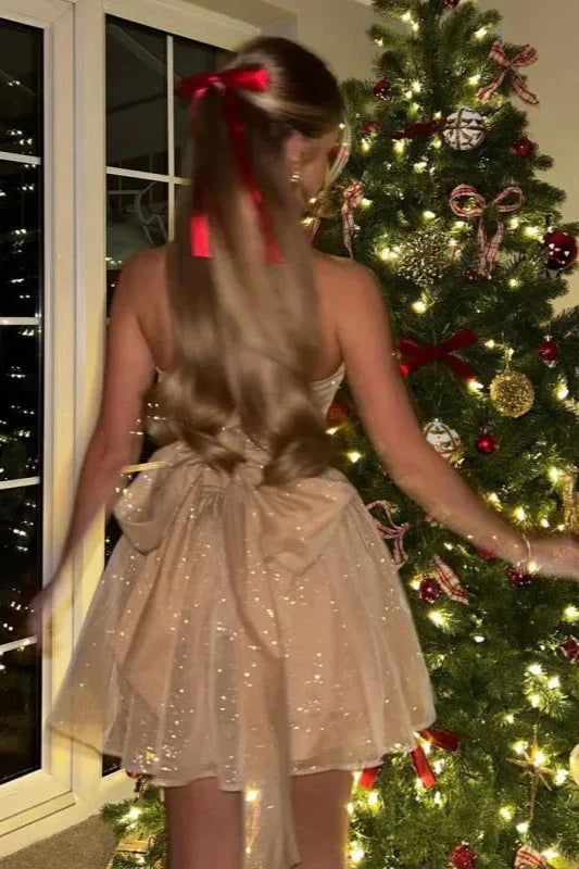 Women’s Black Strapless Glitter Party Dress