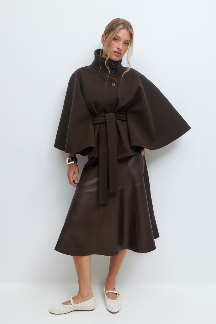 Women’s High-Collar Belted Coat | Elegant Winter Overcoat