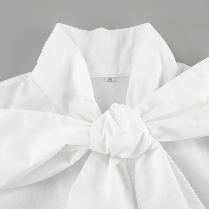 Women's White Blouse | Elegant Bow Tie Neck & Timeless Style