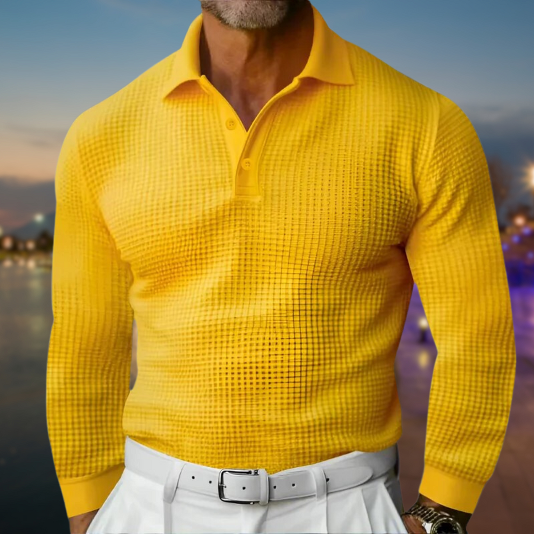 Comfort Polo Sweater | Men’s Soft Knit Long-Sleeve Piqué Top