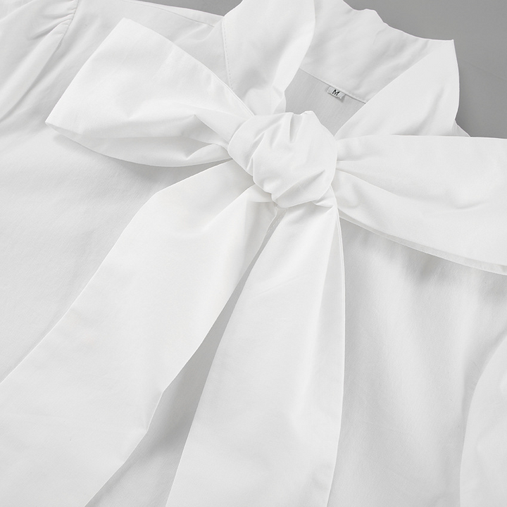 Women's White Blouse | Elegant Bow Tie Neck & Timeless Style