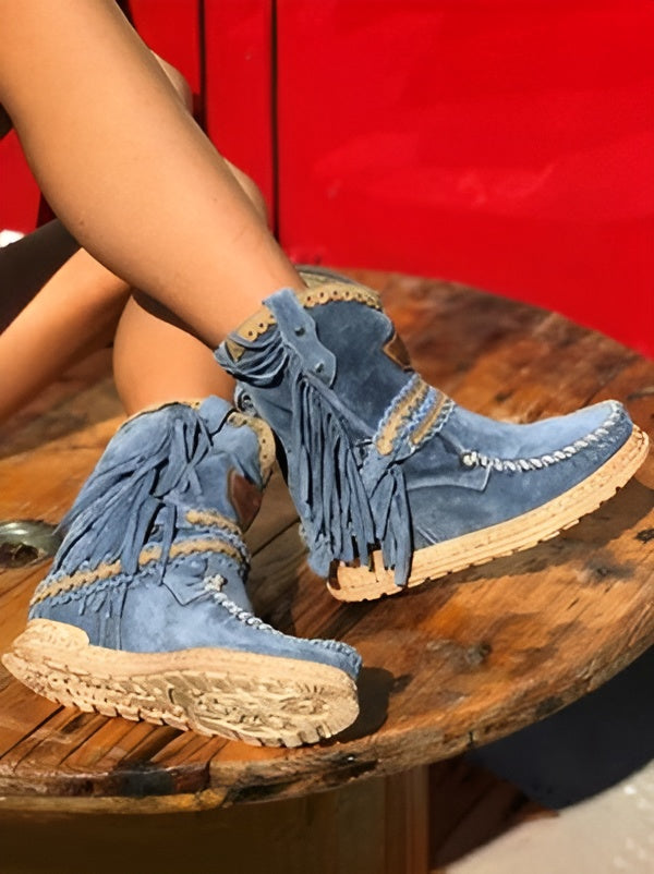 Womens Boho Western Fringe Boots
