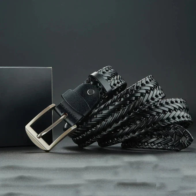Men’s Braided Design & Polished Buckler Belt