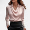 Women’s Satin Blouse with Draped Neckline