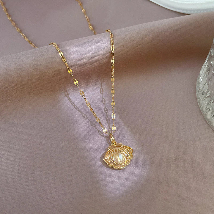 Ocean-Inspired Shell & Pearl Pendant Necklace