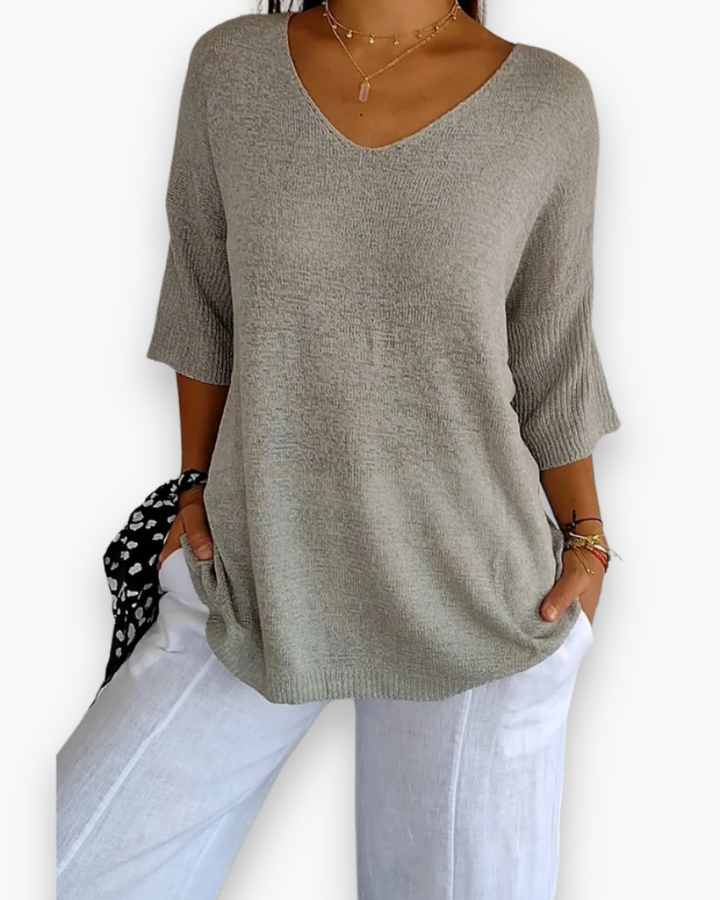 Kyrella | Casual V-Neck Knit Summer Shirt
