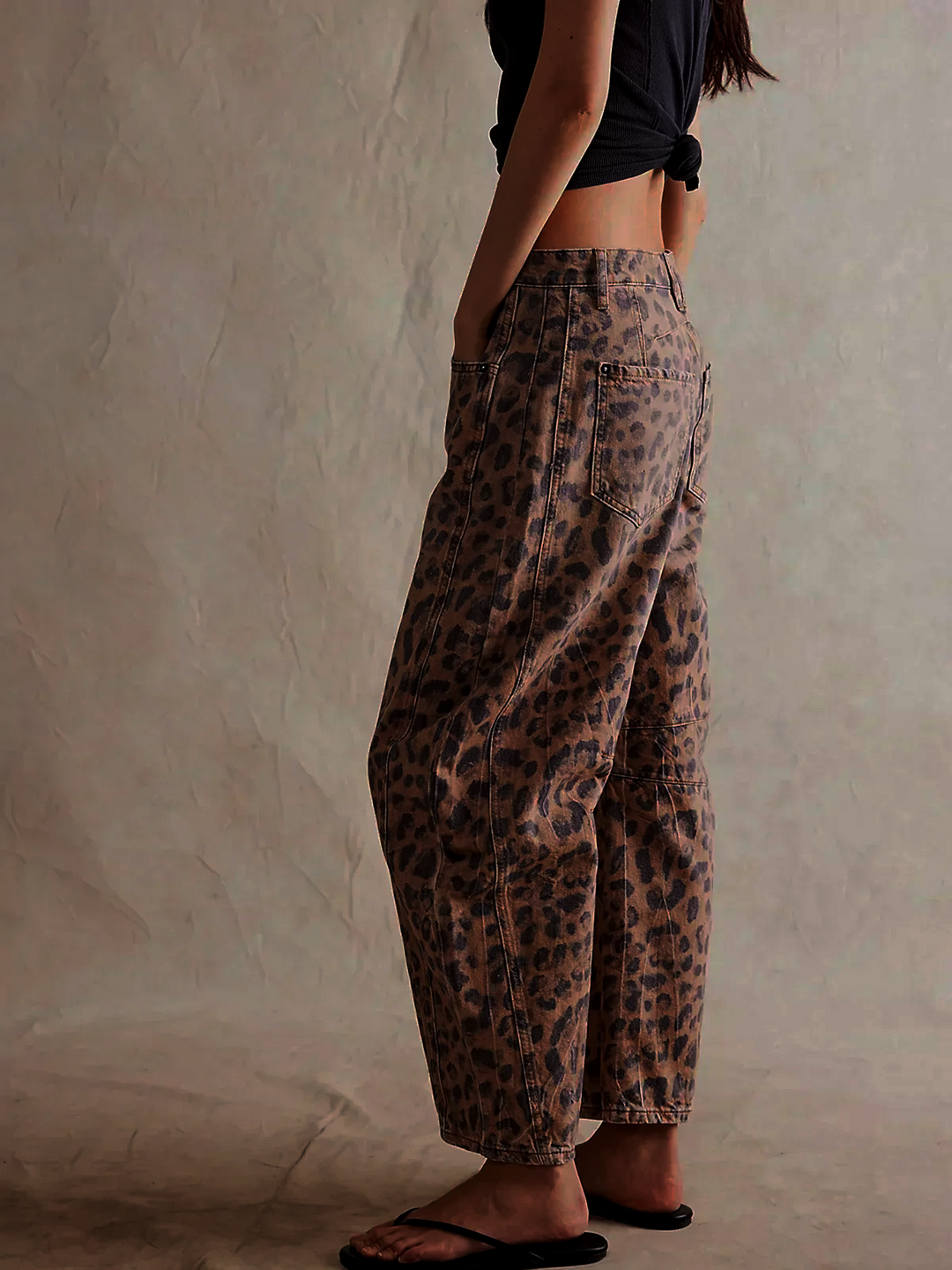 Women’s Wide-Leg Printed Jeans | Mid-Rise Stretch Cotton Mix