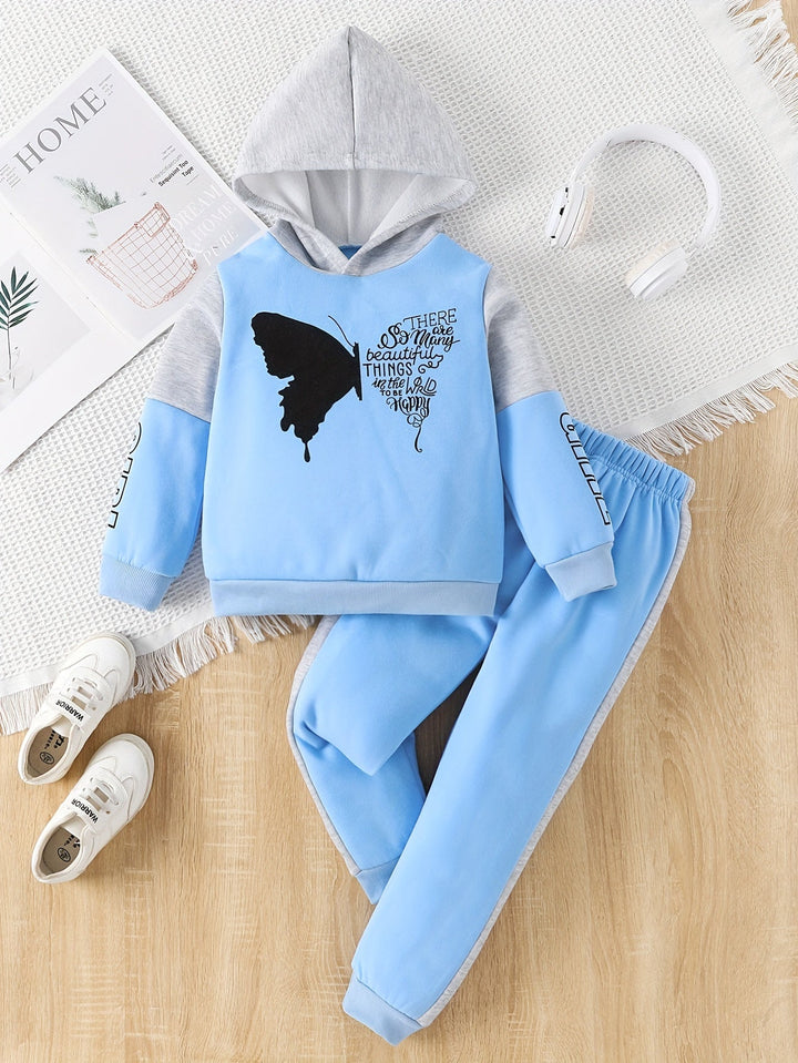 Girls 2-Piece Fleece Set | Butterfly Print Hoodie & Pants