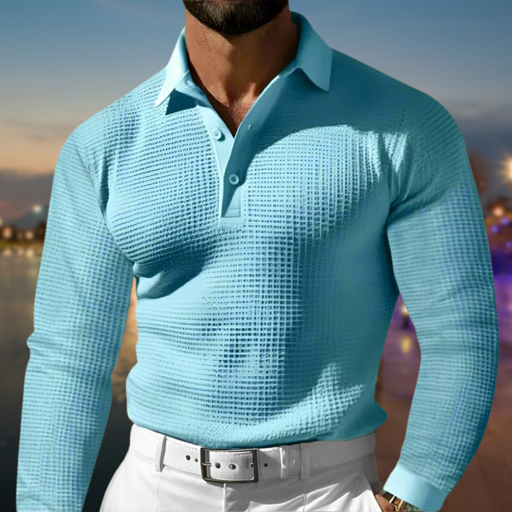 Comfort Polo Sweater | Men’s Soft Knit Long-Sleeve Piqué Top