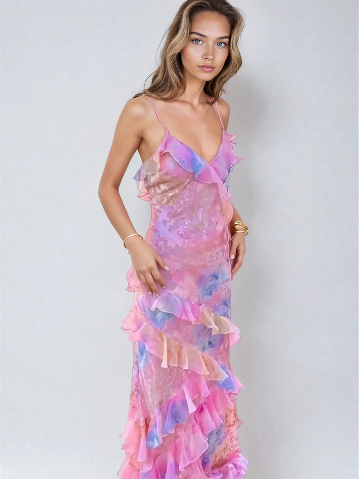 Women’s Pastel Mesh Maxi Dress