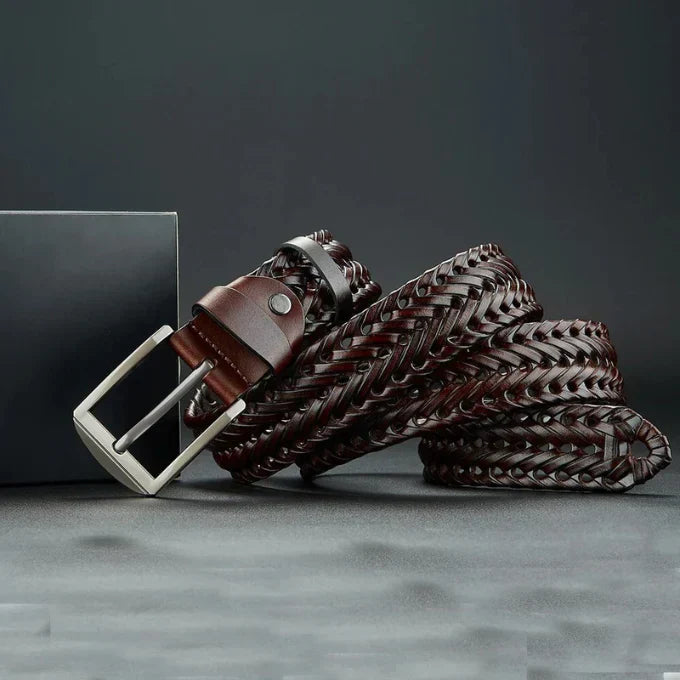 Men’s Braided Design & Polished Buckler Belt