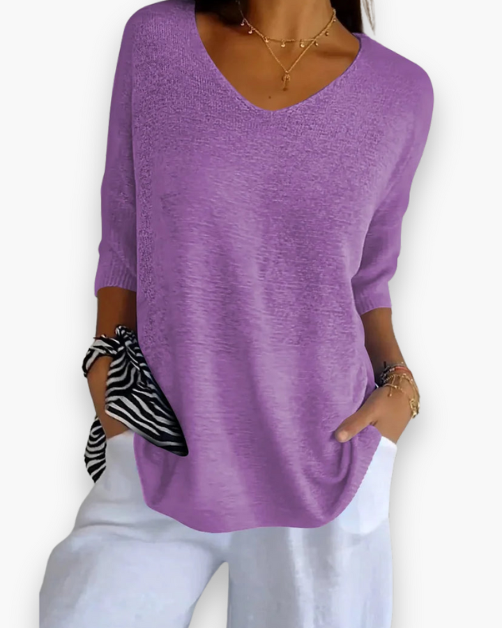Kyrella | Casual V-Neck Knit Summer Shirt