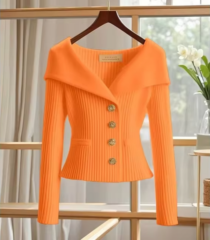 Knitted Cropped Cardigan | Elegant Short-Length Knit Pullover