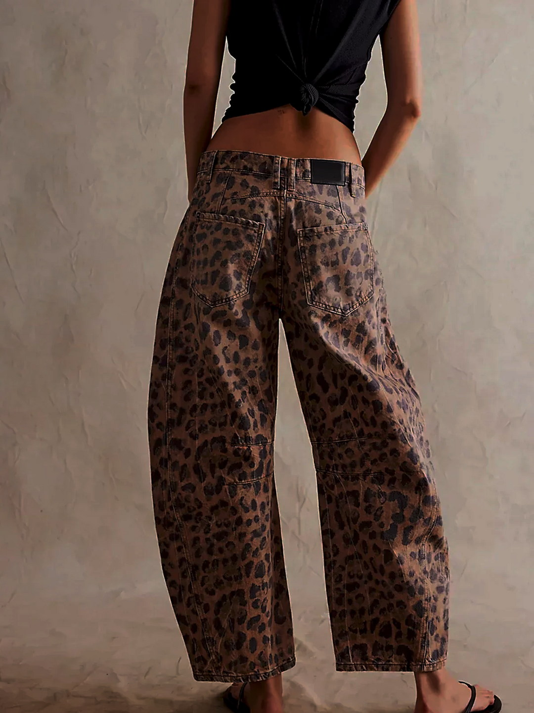Women’s Wide-Leg Printed Jeans | Mid-Rise Stretch Cotton Mix