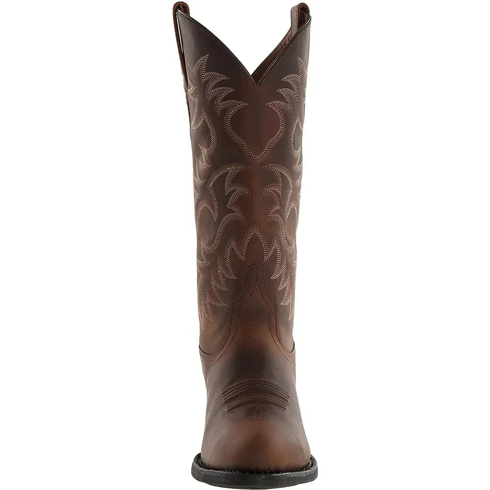 Men’s Embroidered Leather Cowboy Boots