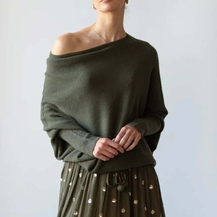 Women’s Asymmetric Draped Knitted Sweater | Soft & Warm