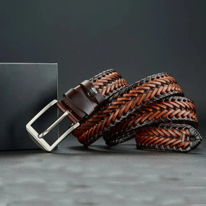 Men’s Braided Design & Polished Buckler Belt