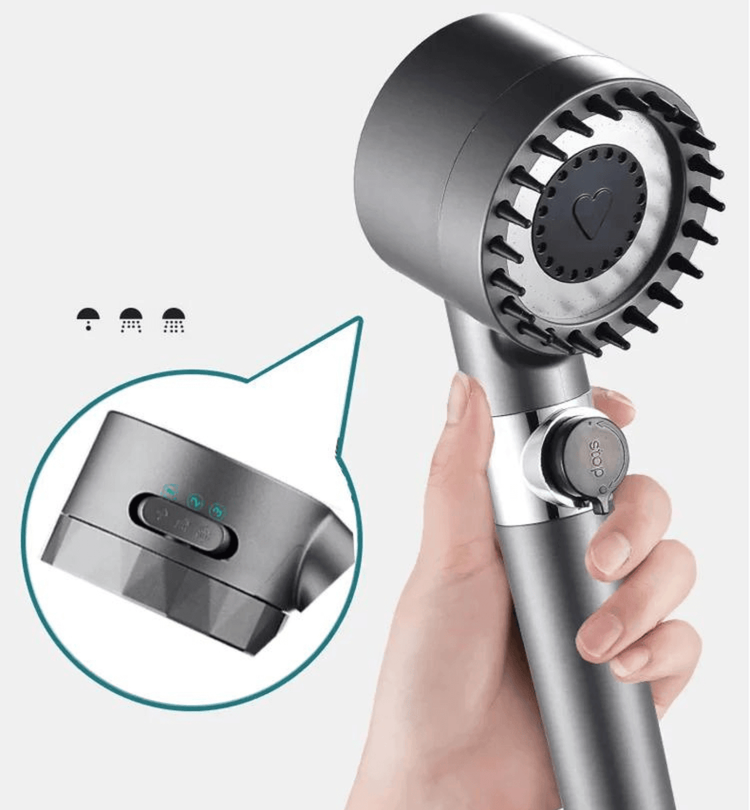 High-Pressure Massage Shower Head | 3-Setting Filtered System
